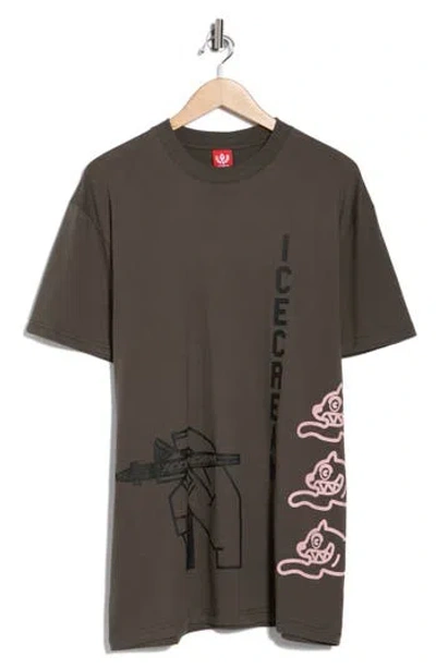 Icecream Oversize Spray Graphic T-shirt In Gray