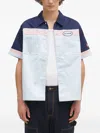 Icecream Panelled Embroidered Shirt In Blue