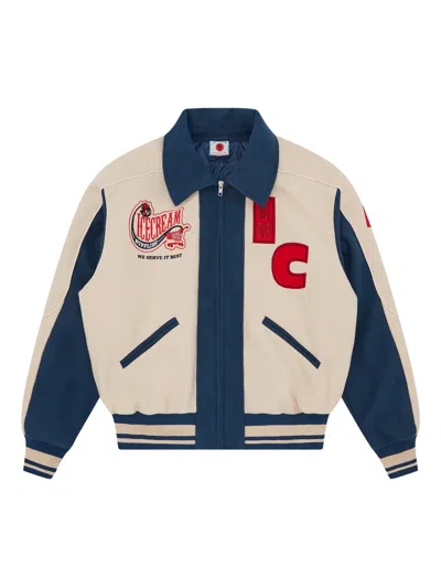 Icecream Patch-details Bomber Jacket In Neutral