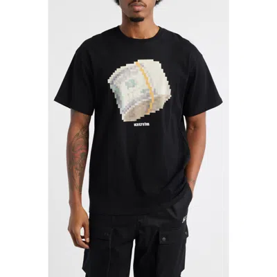 Icecream Pixel Graphic Cotton T-shirt In Black