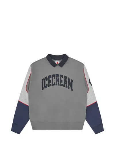 Icecream Polo Colourblock Sweatshirt In Gray
