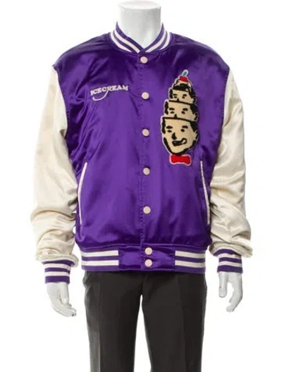 Pre-owned Icecream Printed Varsity Jacket In Purple