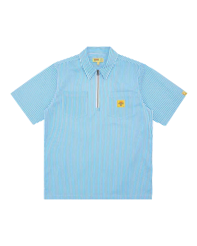 Icecream Kids' Quarter Zip Work Shirt In Blue Stripe