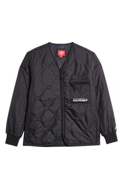 Icecream Quilted Nylon Work Jacket In Black