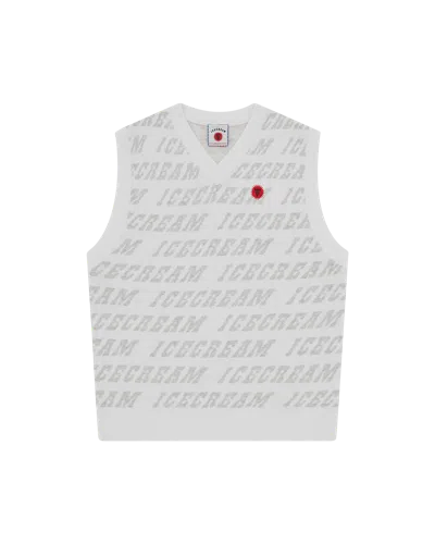 Icecream Kids' Repeat Logo Knitted Vest In Gray