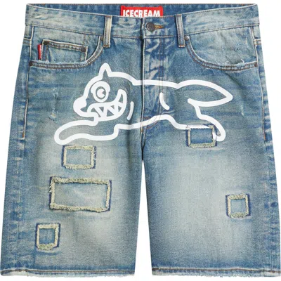 Icecream Returner Denim Shorts In Blue