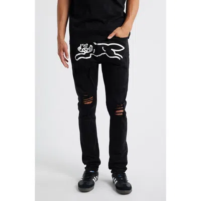 Icecream Returner Ripped Slim Leg Jeans In Black