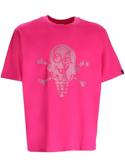 Icecream Rhinestone Cones & Bones T-shirt In 粉色