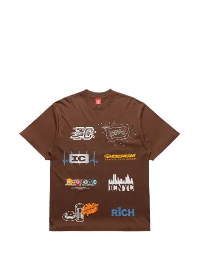 Icecream Rich Graphic-print T-shirt In Brown