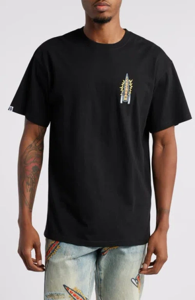 Icecream Rocket Boy Cotton Graphic T-shirt In Black