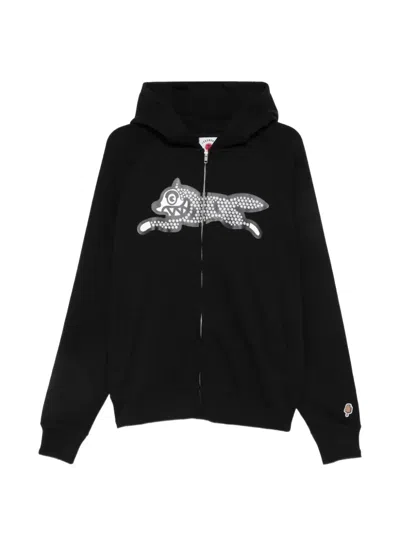 Icecream Running Dob Glitter-embellished Zip-up Hoodie In Black
