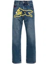Icecream Mens Blue Running Dog Brand-print Straight-leg Jeans