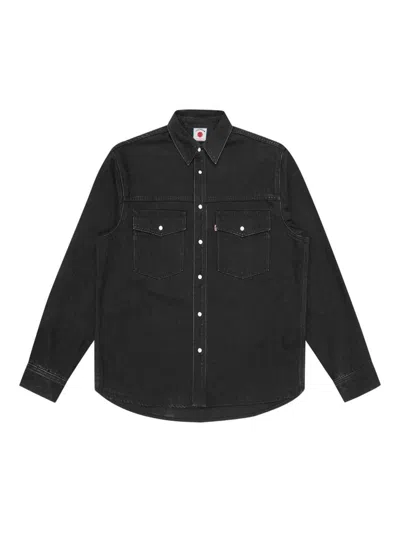 Icecream Running Dog Denim Shirt In Black