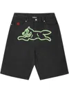 Icecream Running Dog Denim Shorts In Black