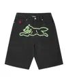 Icecream Running Dog Denim Shorts In Black