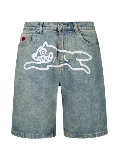 Icecream Running Dog Denim Shorts In Blue
