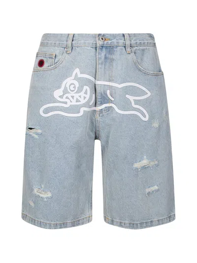 Icecream Running Dog Denim Shorts In Blue