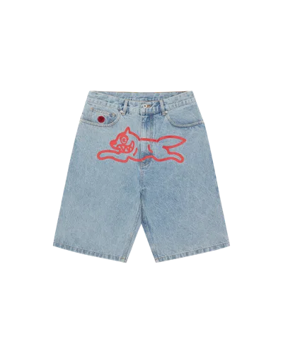 Icecream Kids' Running Dog Denim Shorts In Light Wash Blue