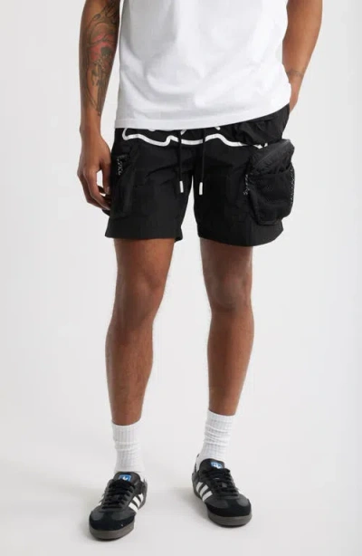 Icecream Running Dog Graphic Cargo Hiker Shorts In Black