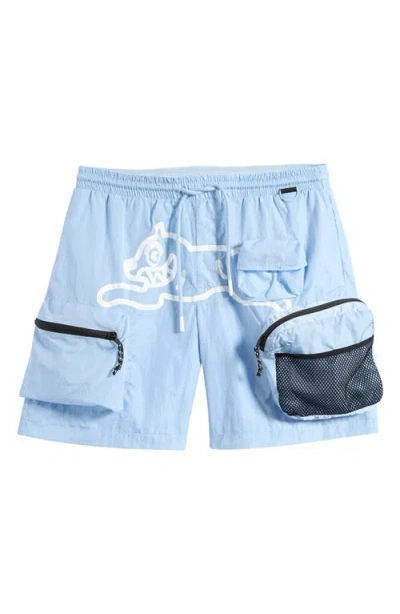Icecream Running Dog Graphic Cargo Hiker Shorts In Cerulean Blue