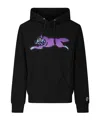 Icecream Satin Running Dog Popover Sweatshirt In Black