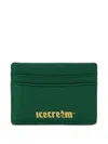 Icecream Running-dog Leather Card Holder In Green