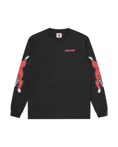 Icecream Kids' Running Dog Long-sleeve T-shirt In Black