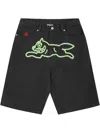 Icecream Running Dog Denim Shorts In Black