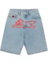 Icecream Running Dog Denim Shorts In Blue