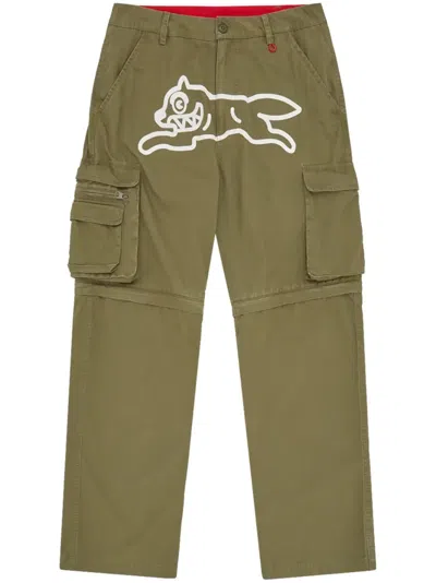 Icecream Running Dog Zip Off Cargo Pants In Green