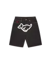 Icecream Running Puppy Denim Shorts In Black