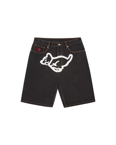 Icecream Kids' Running Puppy Denim Shorts In Black
