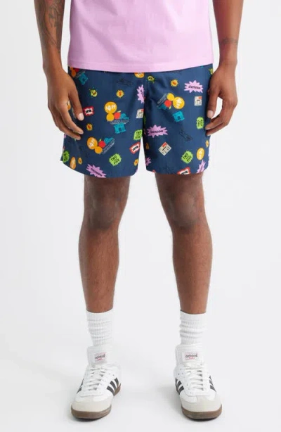 Icecream Scatter Graphic Nylon Shorts In Blue