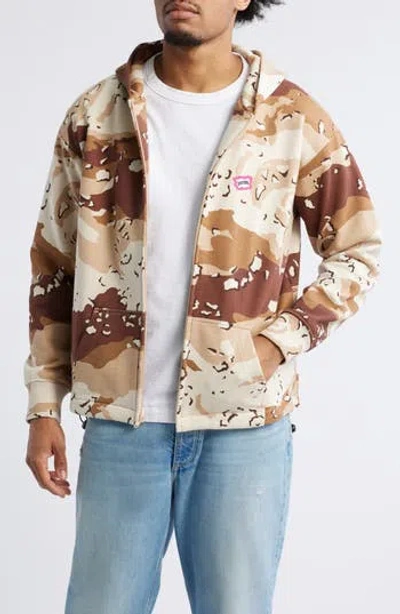 Icecream Shift Camo Crop French Terry Zip Hoodie In Multi