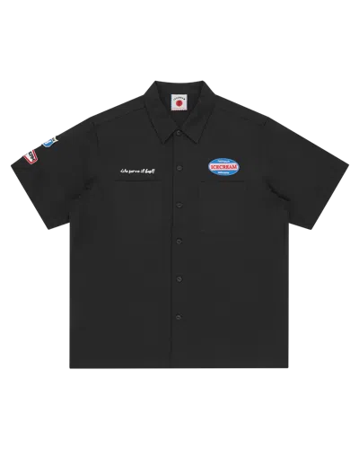 Icecream Kids' Short Sleeve Patch Work Shirt In Black
