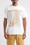 Icecream Sip Cotton Graphic T-shirt In White