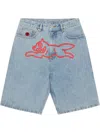 Icecream Running Dog Denim Shorts In Sky Blue