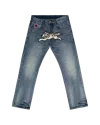Icecream Snake Pattern Running Dog Denim Pant In Blue