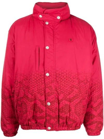 Icecream Snakeskin-print Padded Jacket In Red
