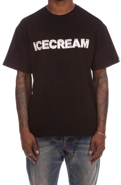 Icecream Snow Top Cotton Graphic T-shirt In Black