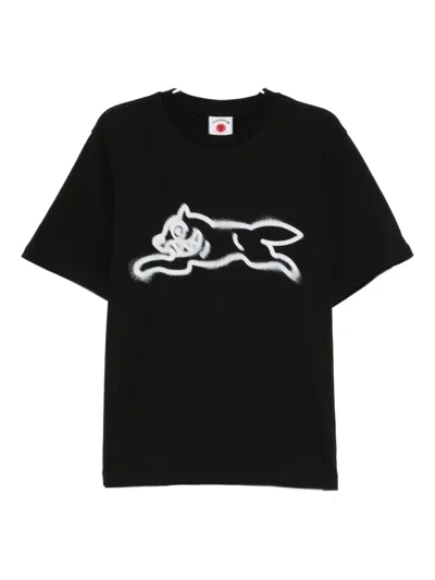 Icecream Spray Paint Running Dog T-shirt In Black