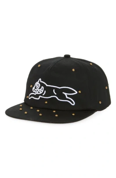 Icecream Stack City Studded Embroidered Coton Twill Baseball Cap In Black