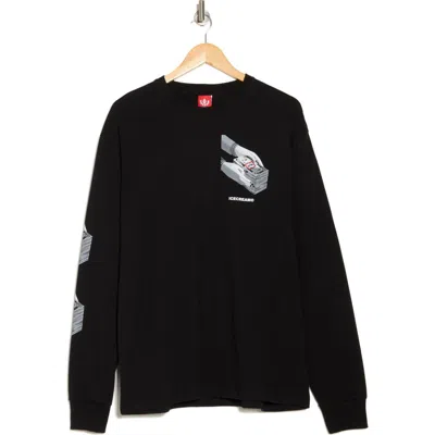 Icecream Stack Long Sleeve Cotton Graphic T-shirt In Black