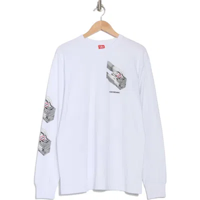 Icecream Stack Long Sleeve Cotton Graphic T-shirt In White