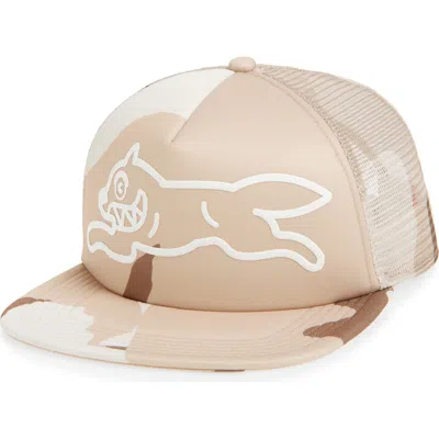 Icecream Stamp Camouflage Snapback Trucker Hat In Brown