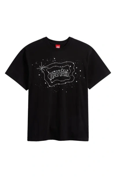 Icecream Star Gazing Cotton Graphic T-shirt In Black