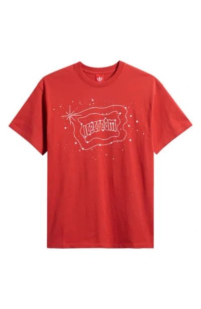 Icecream Star Gazing Cotton Graphic T-shirt In Red