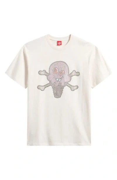 Icecream Stones Rhinestone Cotton Graphic T-shirt In Whisper White