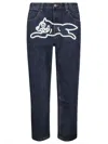 Icecream Straight Leg Denim With Playful Front Print In Blue
