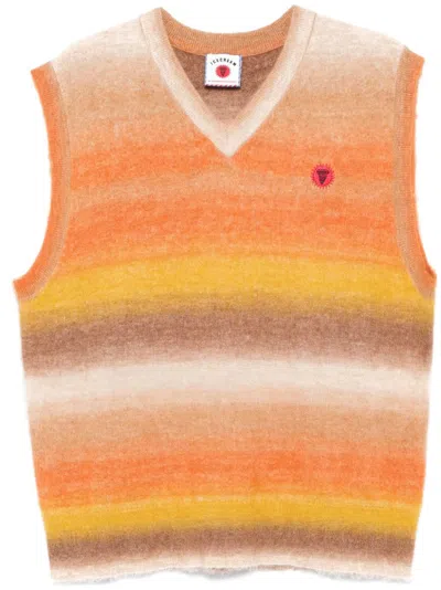 Icecream Striped Knitted Vest In Orange